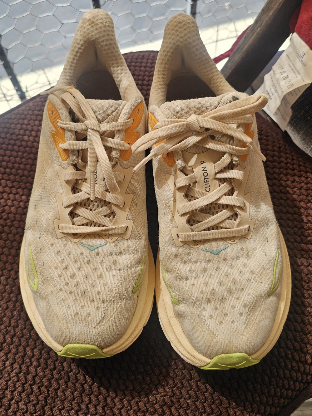 Hoka One One Clifton 9 Cream Coral Women's Running Shoes Sneakers Size 7.5
